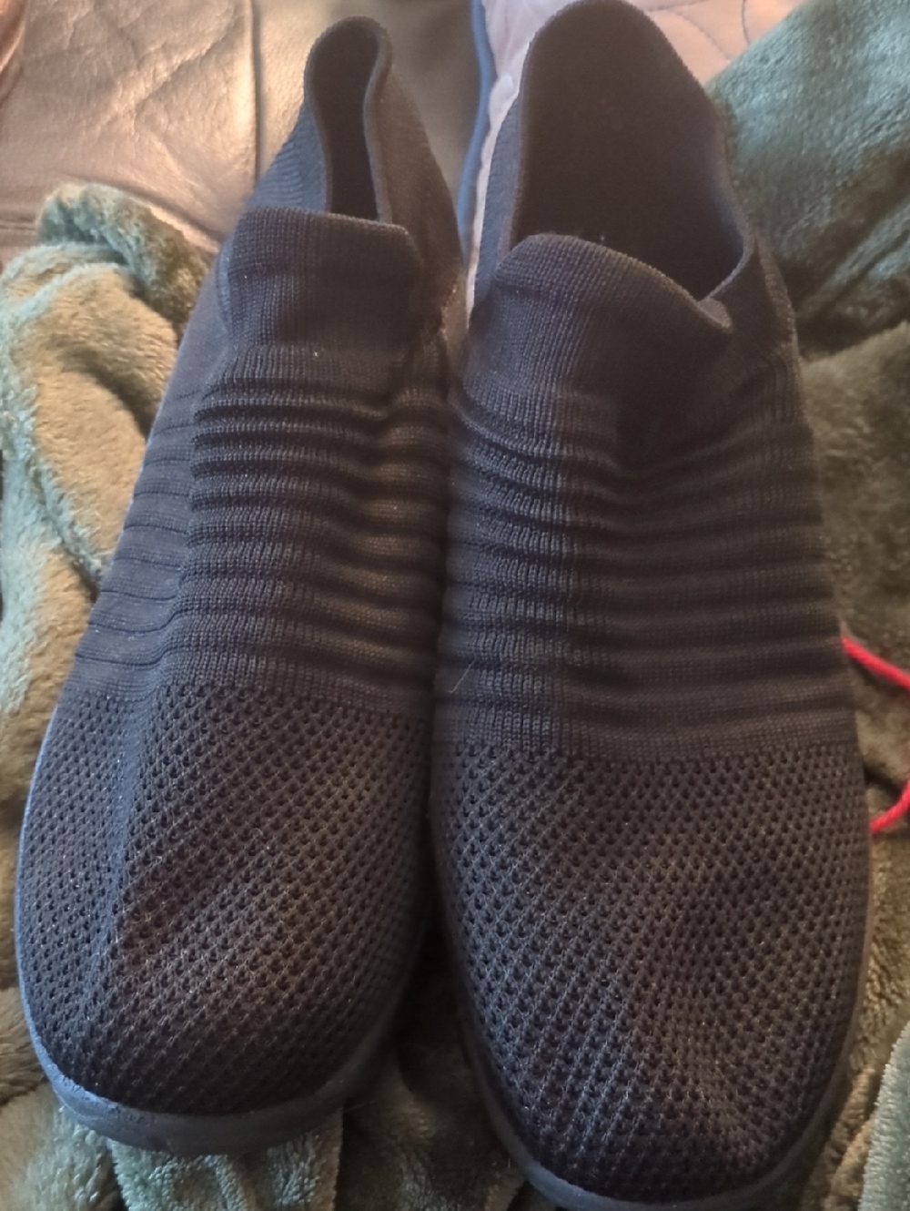 Black Slip-On Knit Sneakers
